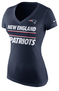 New England Patriots Nike Women Team Stripe Tri-Blend V-Neck T-Shirt - Navy product image 1, provided for visual reference