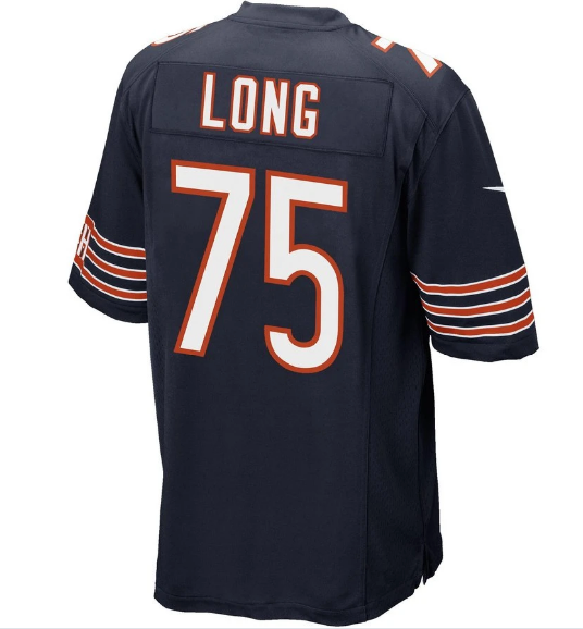 Chicago Bears Mens Kyle Long Nike Navy Blue Team Color Game Jersey product image 3, provided for visual reference and
