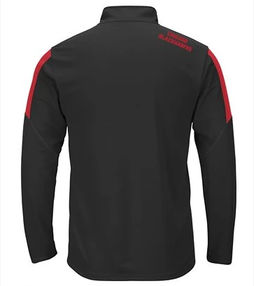 Mens Chicago Blackhawks Status Inquiry Long Sleeve 1/4 Zip Pullover Fleece By Majestic product image 2, provided for visual