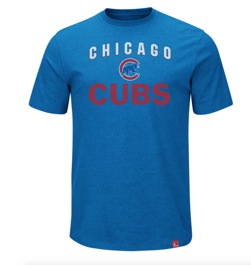 Majestic Chicago Cubs Stoked On Game Win Blue T-Shirt for Men product image 1, provided for visual reference and product