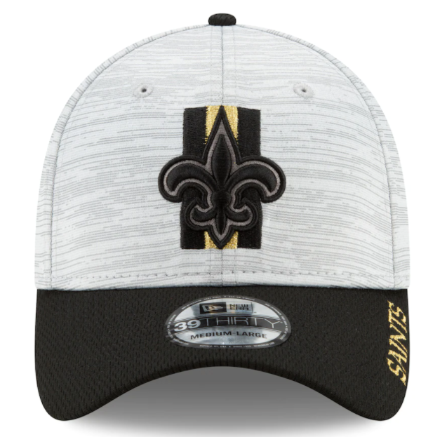 New Orleans Saints 2021 Training Camp On Field Gray/Black New Era 39THIRTY Flex Fit Hat product image 2, provided for visual