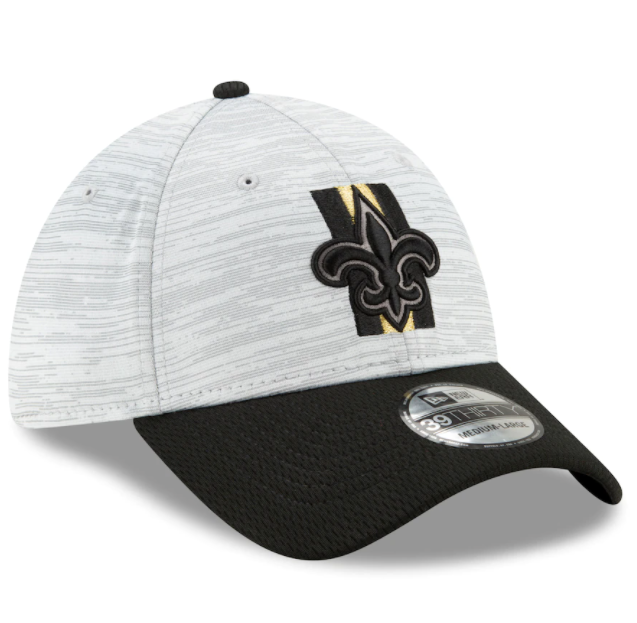 New Orleans Saints 2021 Training Camp On Field Gray/Black New Era 39THIRTY Flex Fit Hat product image 3, provided for visual