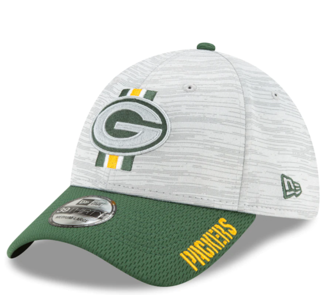 Green Bay Packers 2021 Training Camp On Field Gray/Green New Era 39THIRTY Flex Fit Hat product image 1, provided for visual