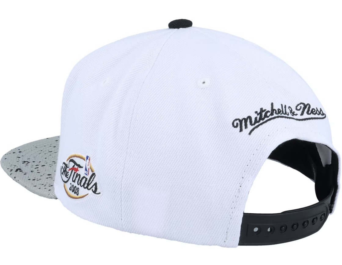 Boston Celtics Mitchell & Ness Cement Top Snapback Hat for Men product image 2, provided for visual reference and product