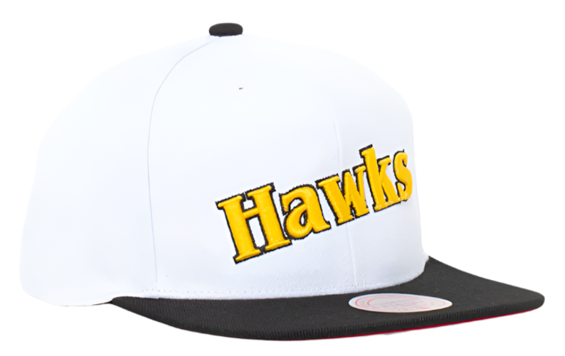 Atlanta Hawks Mitchell & Ness Hardwood Classics Reload 2.0 Snapback Hat - White/Black product image 3, provided for visual