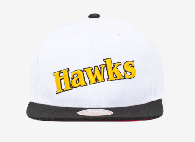 Atlanta Hawks Mitchell & Ness Hardwood Classics Reload 2.0 Snapback Hat - White/Black product image 2, provided for visual