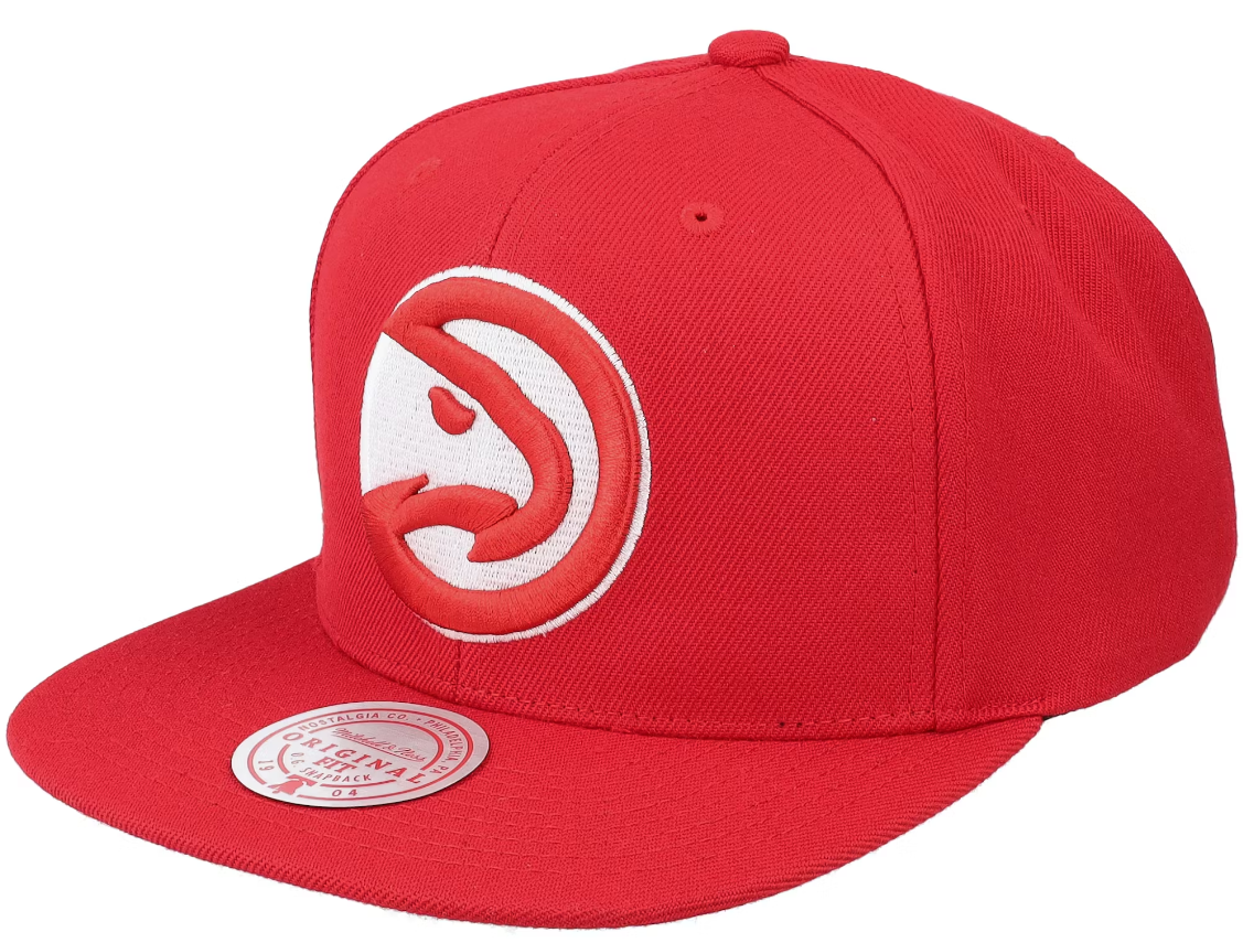Mens NBA Atlanta Hawks Red Mitchell And Ness Basic Core Snapback Hat product image 1, provided for visual reference and