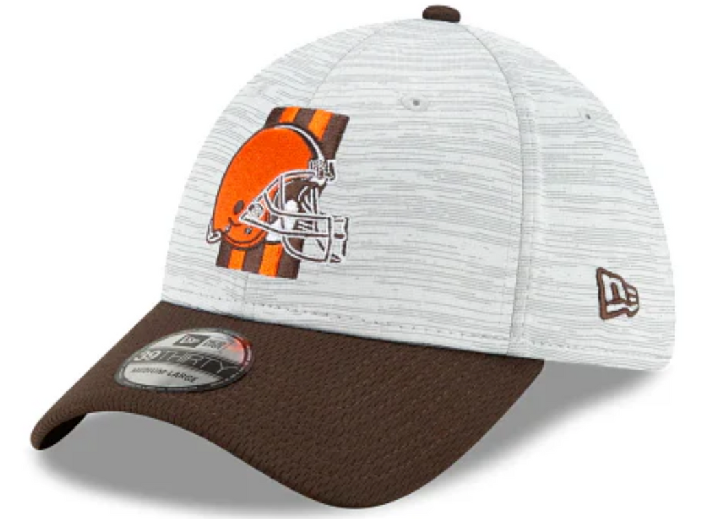 Cleveland Browns 2021 Training Camp On Field Gray/Brown New Era 39THIRTY Flex Fit Hat product image 1, provided for visual