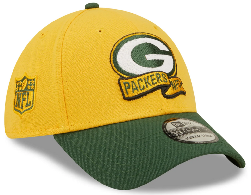 Green Bay Packers New Era Yellow/Green 2022 Sideline 39THIRTY Flex Hat for Men product image 1, provided for visual