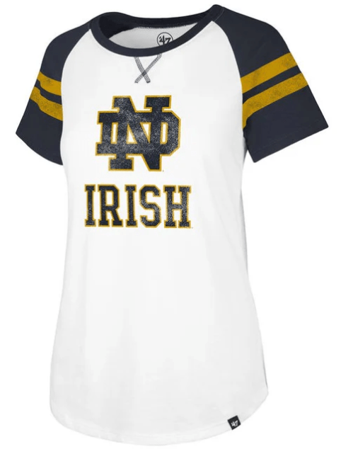 Notre Dame Fighting Irish '47 NCAA Women Fly Out Raglan T-Shirt product image 1, provided for visual reference and product