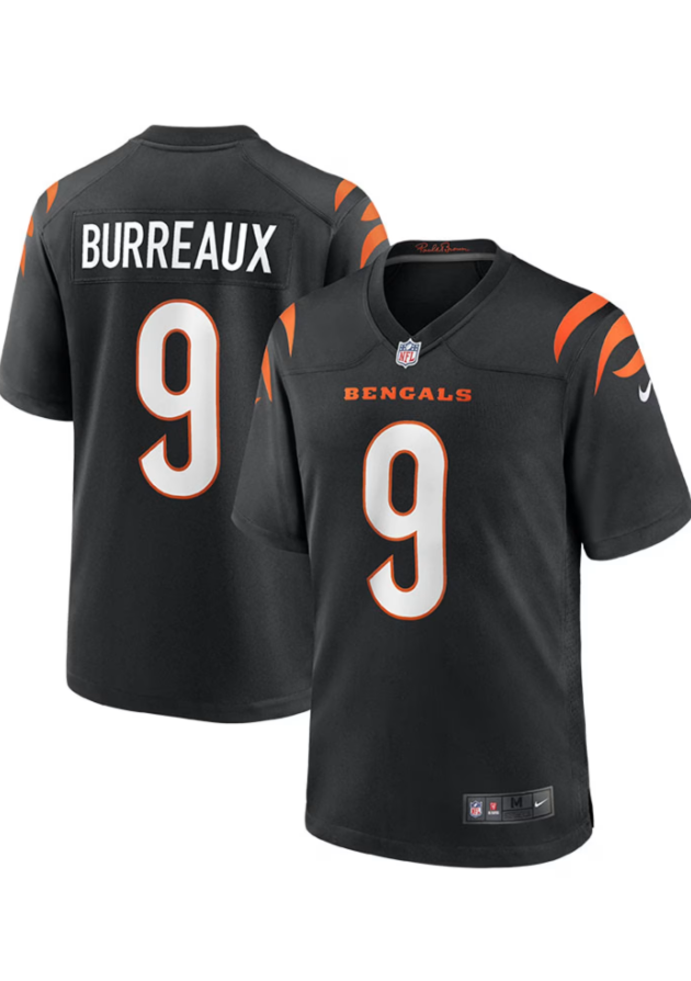 Cincinnati Bengals Joe Burrow "Burreaux" Nick Name Nike Black Game Jersey for Men product image 1, provided for visual