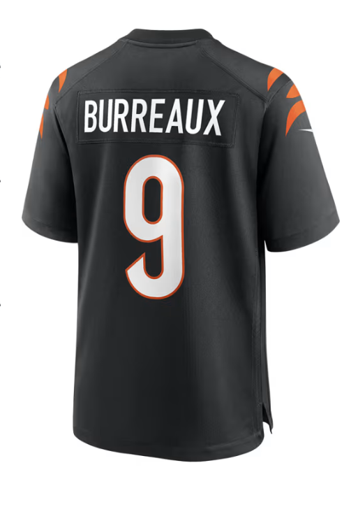 Cincinnati Bengals Joe Burrow "Burreaux" Nick Name Nike Black Game Jersey for Men product image 3, provided for visual