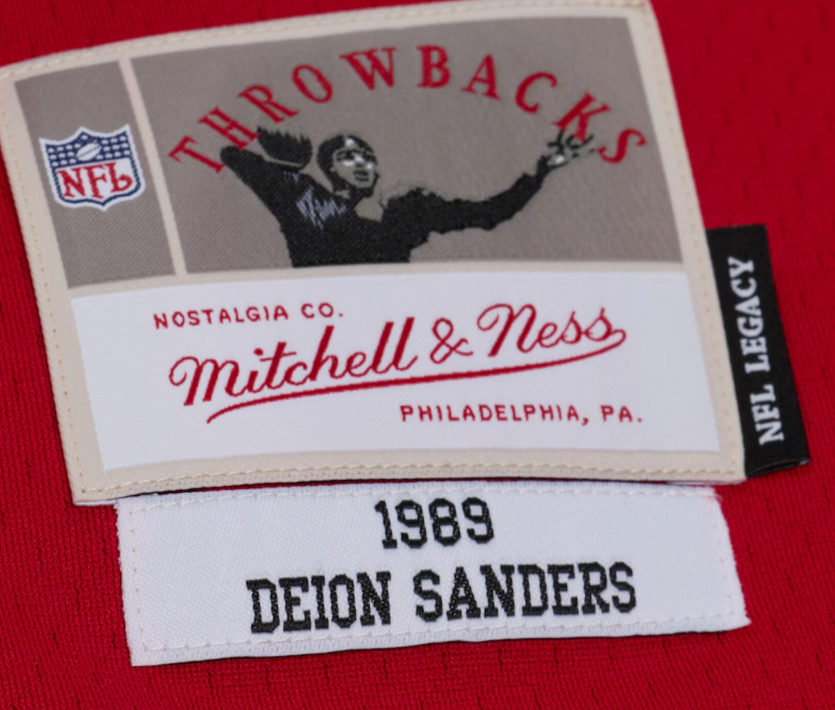 Atlanta Falcons Deion Sanders 1989 Mitchell & Ness Red Legacy Replica Jersey for Men product image 3, provided for visual