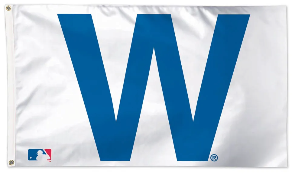 Chicago Cubs "W" Deluxe 3X5 Flag With Grommets product image 1, provided for visual reference and product detail review