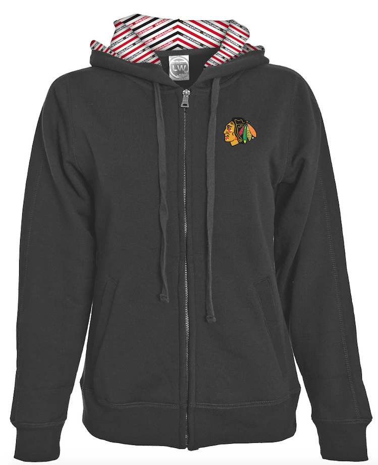 Womens Chicago Blackhawks Chevron Full Zip Hoodie By Levelwear product image 2, provided for visual reference and product
