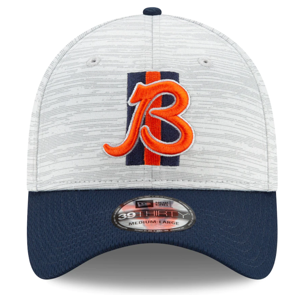 Chicago Bears "B" Logo 2021 Training Camp On Field Gray/Navy New Era 39THIRTY Flex Fit Hat product image 2, provided for