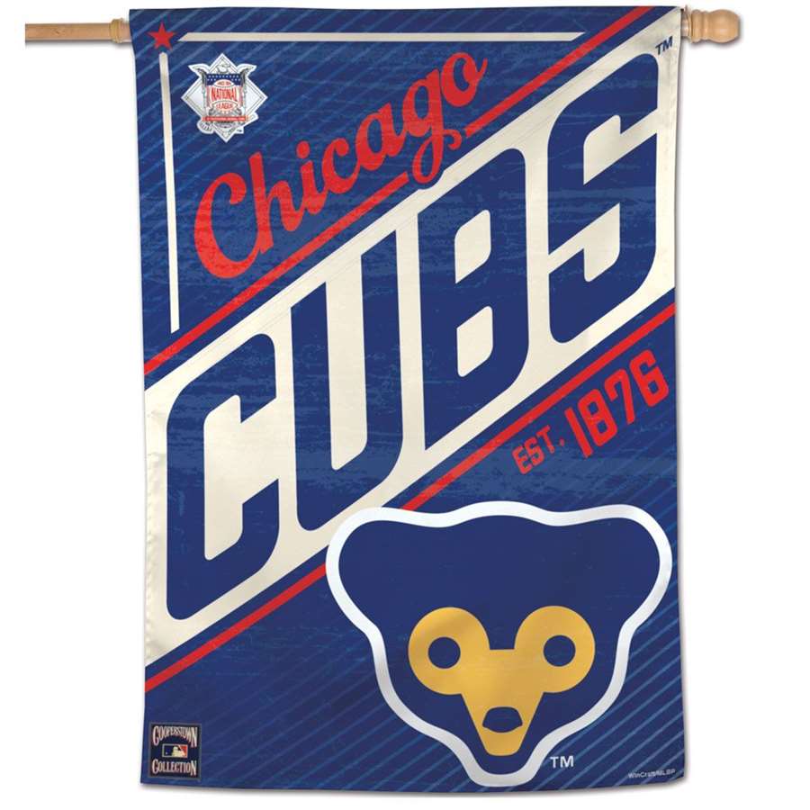 Chicago Cubs Cooperstown Collection Logo 28X40 Vertical Flag By Wincraft product image 1, provided for visual reference and