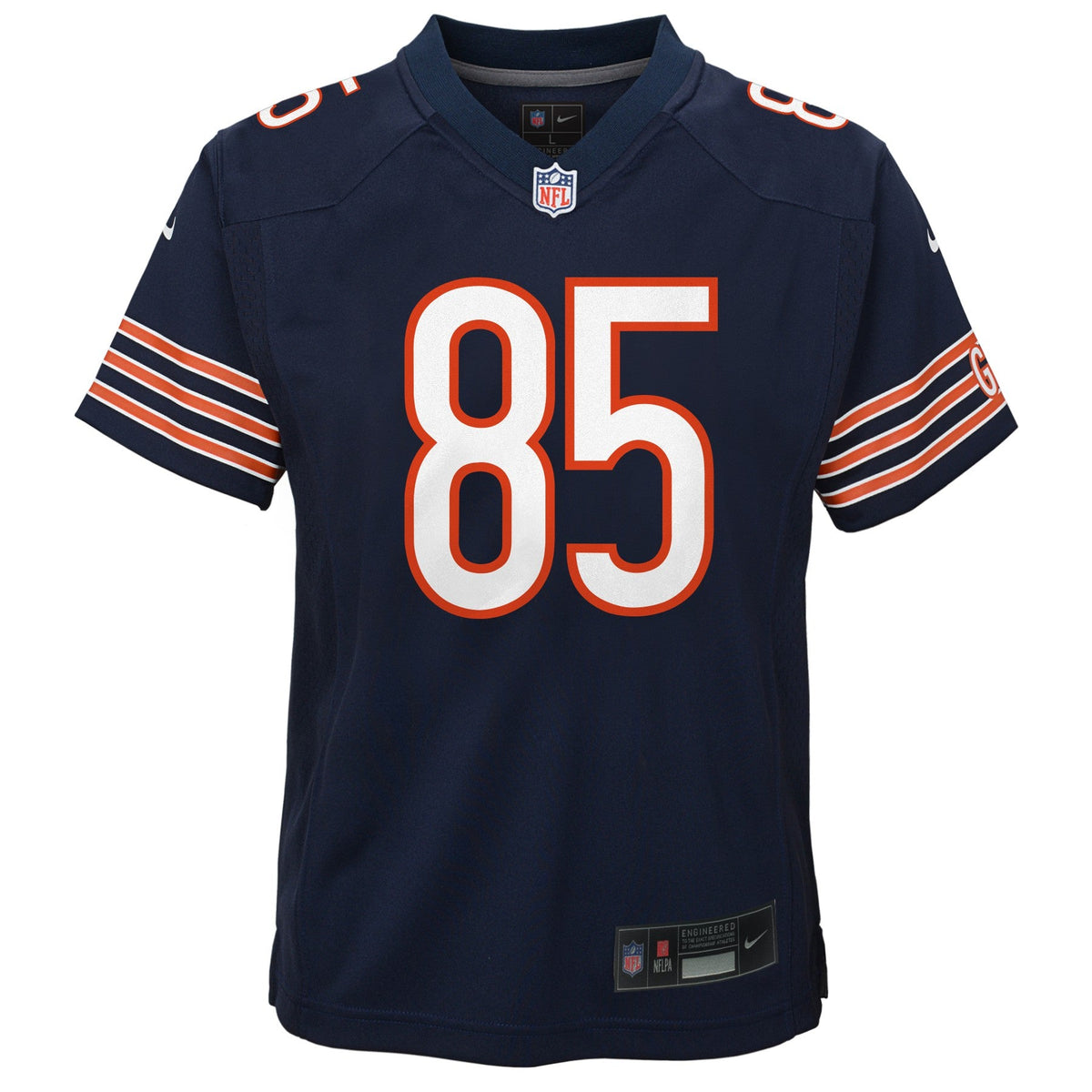 Youth Nike Cole Kmet Navy Chicago Bears Game Jersey product image 2, provided for visual reference and product detail review