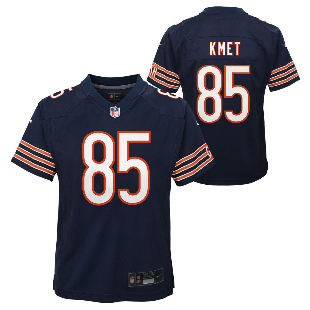 Youth Nike Cole Kmet Navy Chicago Bears Game Jersey product image 1, provided for visual reference and product detail review