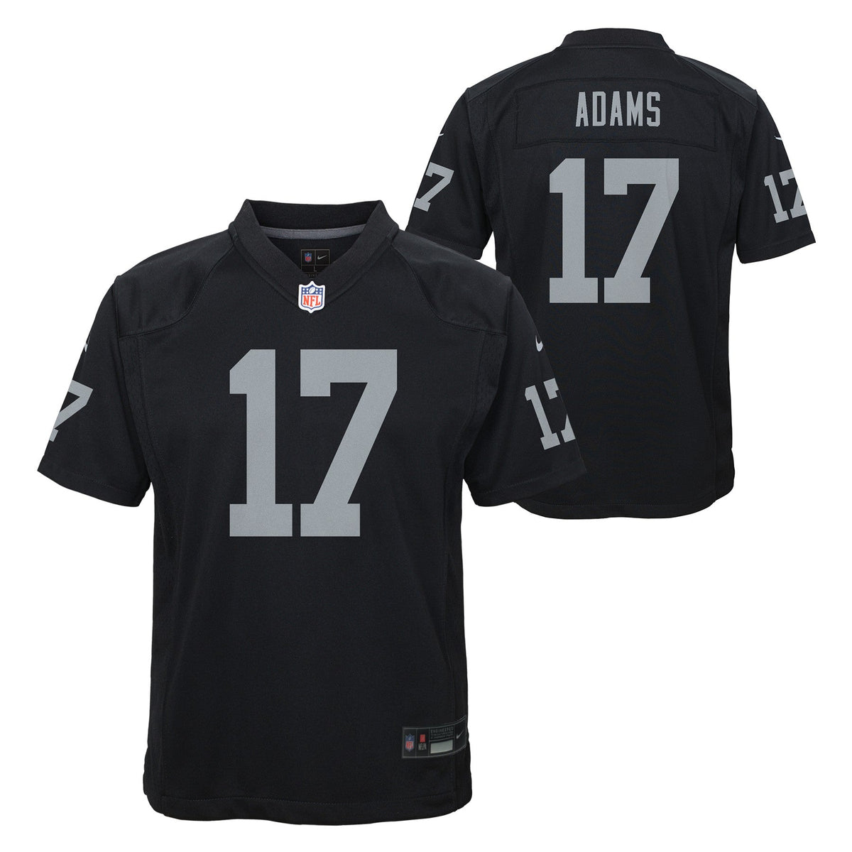Youth Las Vegas Raiders Davante Adams Black Nike Game Jersey product image 1, provided for visual reference and product
