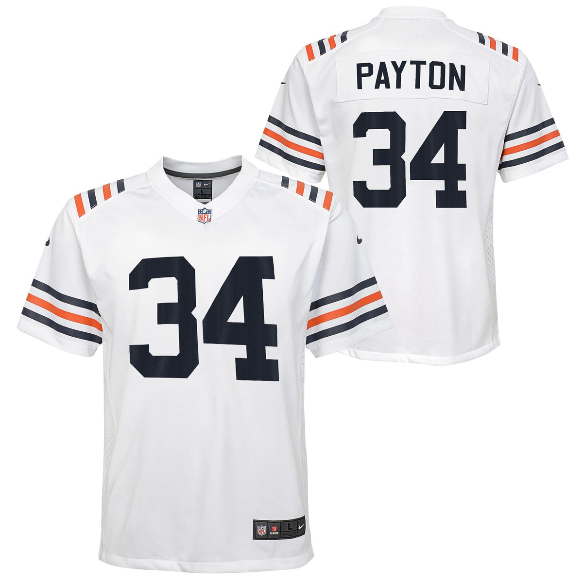Youth Walter Payton Chicago Bears White Alternate Classic Game Jersey product image 1, provided for visual reference and