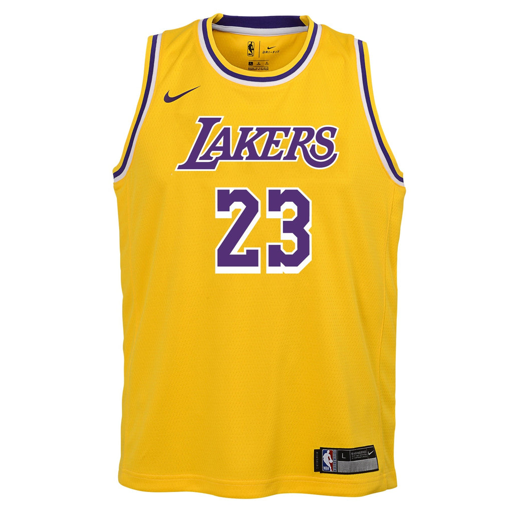 Youth Los Angeles Lakers LeBron James Nike Gold Swingman Jersey - Icon Edition product image 2, provided for visual