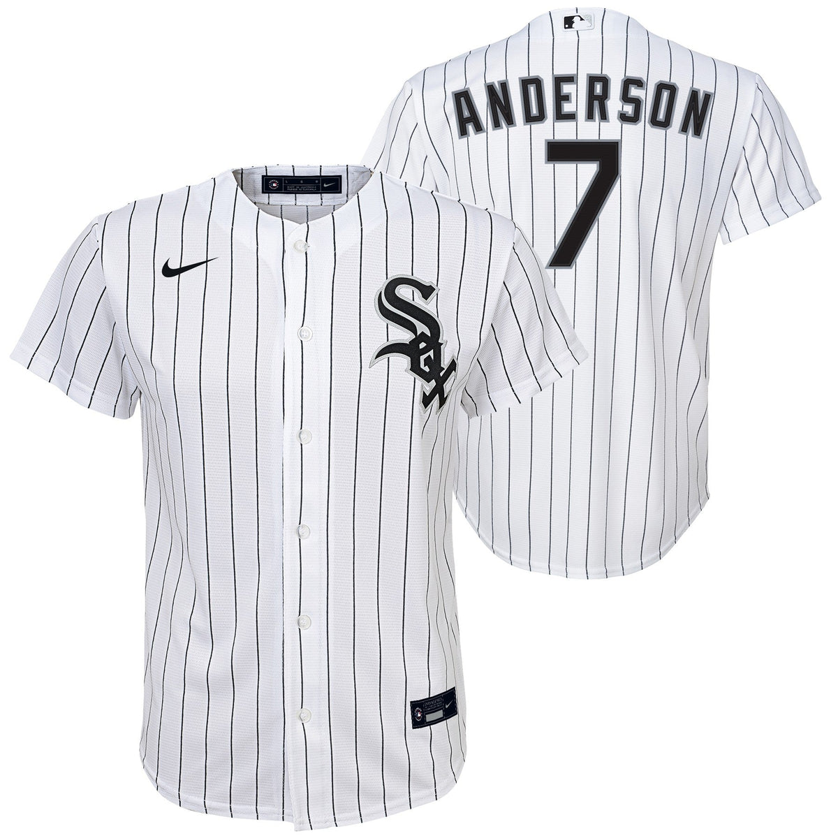 Tim Anderson Chicago White Sox Nike White Home Child Replica Team Jersey product image 1, provided for visual reference and