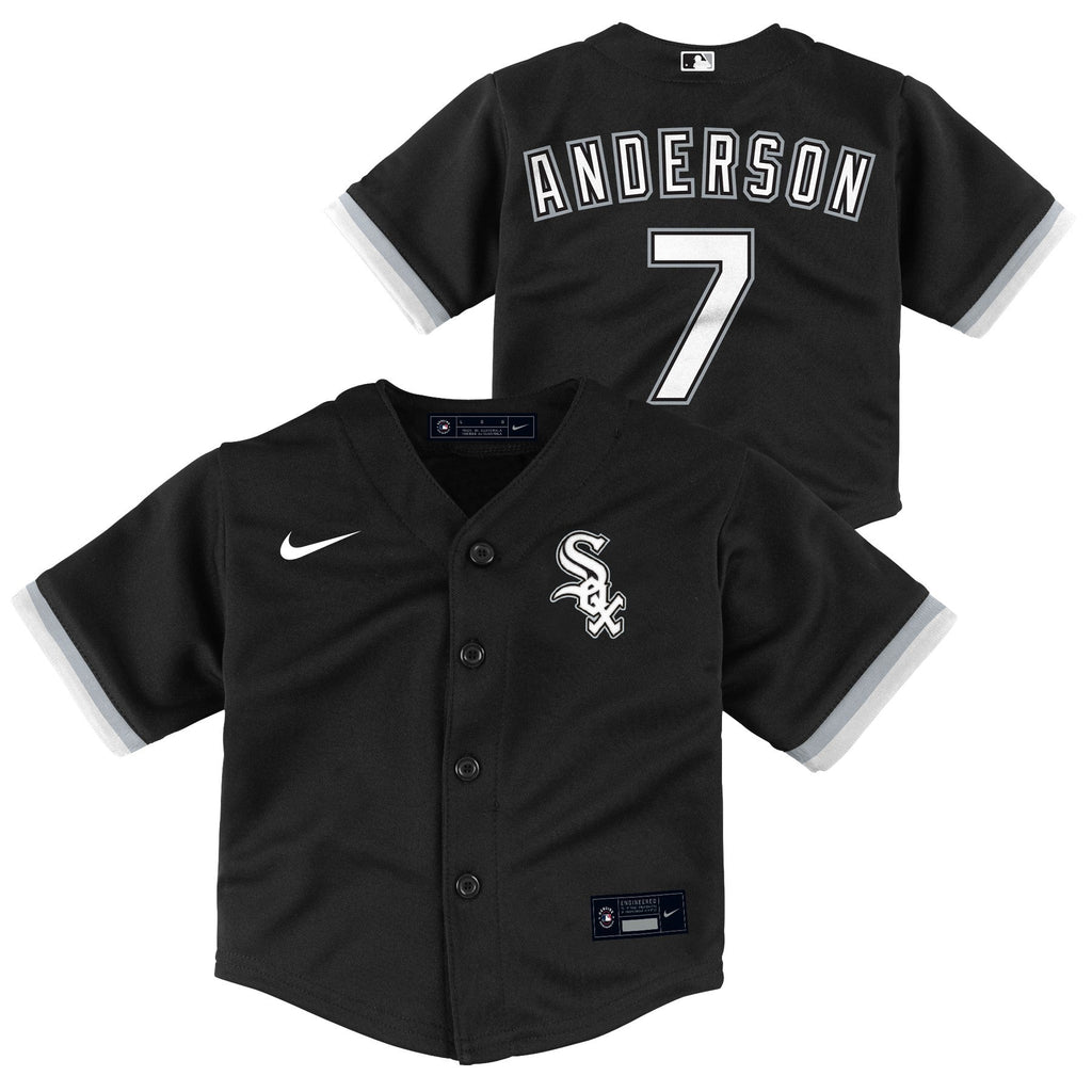 Infant Tim Anderson Chicago White Sox Nike Home Black Replica Team Jersey product image 1, provided for visual reference and