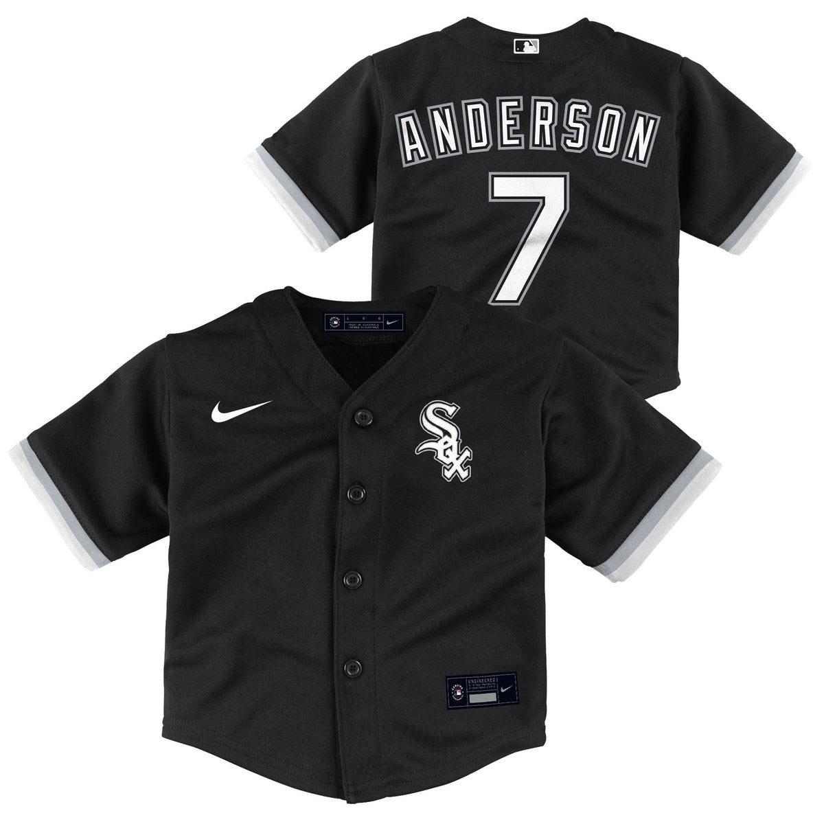 Infant Tim Anderson Chicago White Sox Nike Home Black Replica Team Jersey product image 1, provided for visual reference and