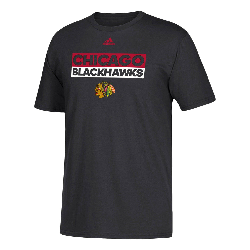 Mens Chicago Blackhawks Adi Box Go To Adidas Black T-Shirt product image 1, provided for visual reference and product detail