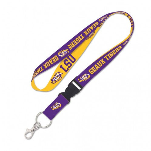 LSU Tigers Double Sided Lanyard With Detachable Buckle By Wincraft product image 1, provided for visual reference and