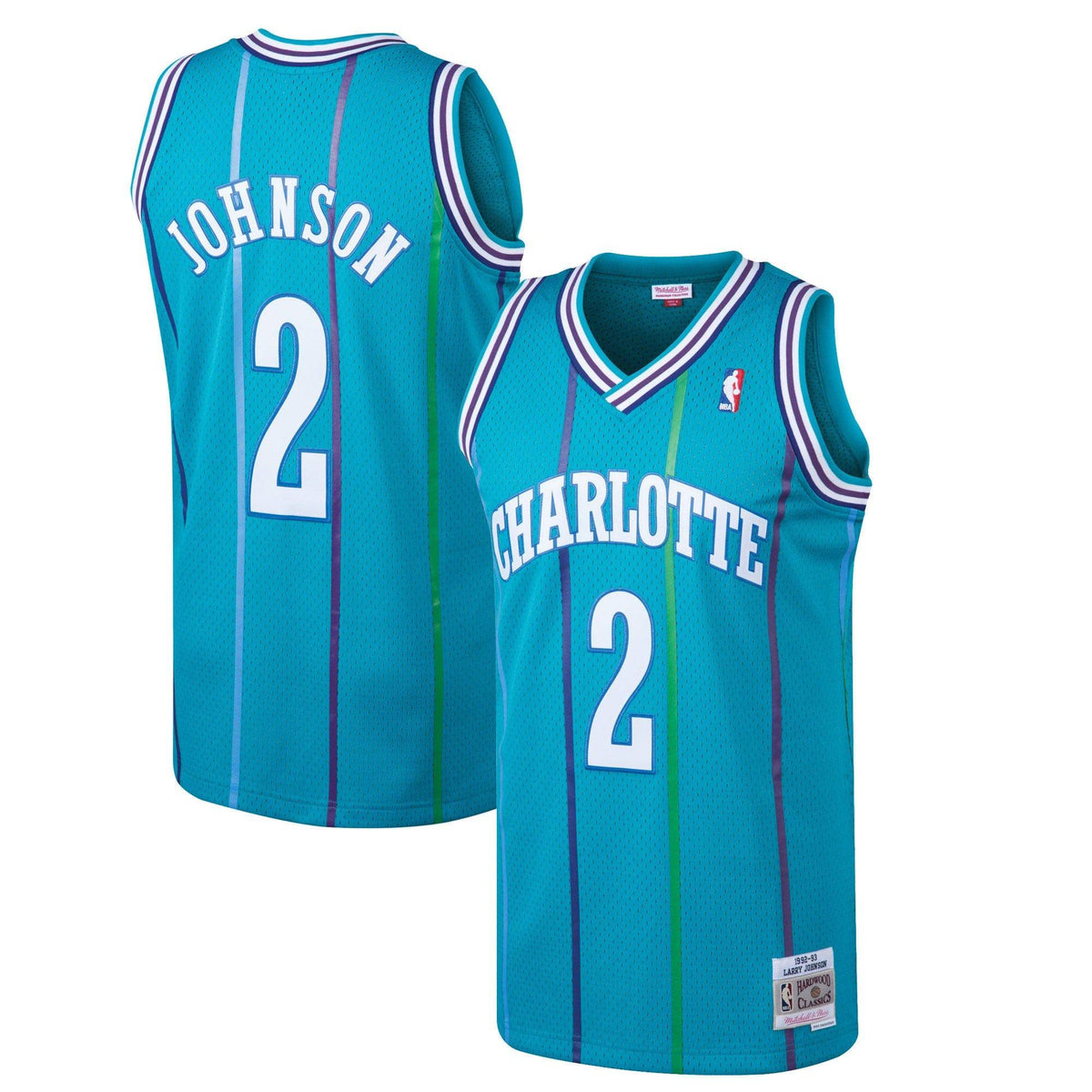 Mitchell & Ness Larry Johnson Charlotte Hornets Teal 1992-93 Hardwood Classics Swingman Jersey for Men product image 1,