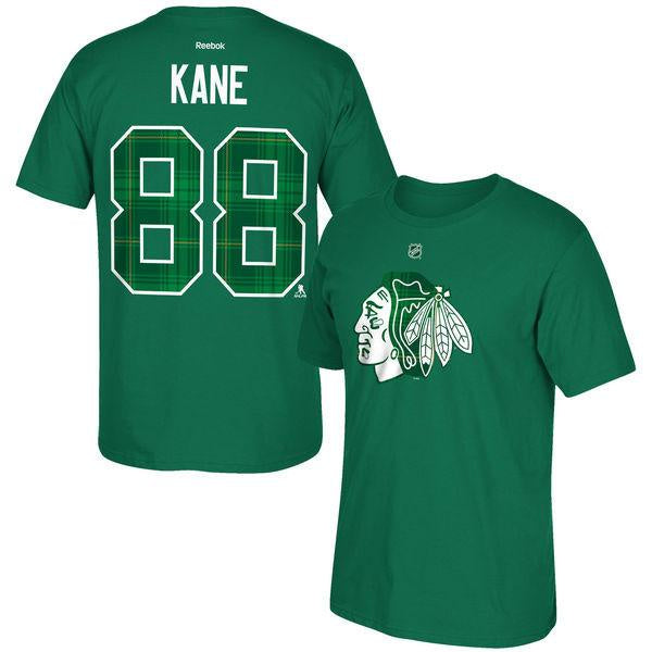 Chicago Blackhawks Patrick Kane St. Patricks's Name & Number T-Shirt for Men product image 1, provided for visual reference