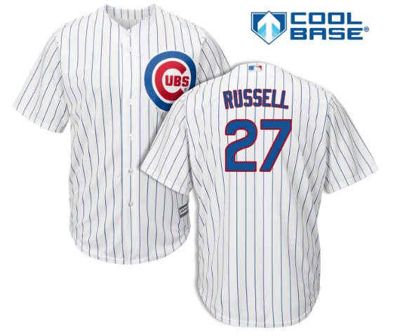 Chicago Cubs Addison Russell Youth Screen Print Home Replica Jersey product image 1, provided for visual reference and