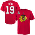 Chicago Blackhawks Jonathan Toews Red Reebok 2015 Stanley Cup Champions Name & Number T-Shirt for Men product image 1,