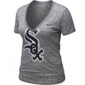 Chicago White Sox Women Nike Gray MLB Burnout T-Shirt product image 1, provided for visual reference and product detail