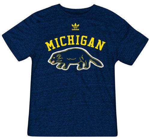 Michigan Wolverines adidas Originals Heathered Navy Vintage Replicating Tri-Blend T-Shirt product image 1, provided for