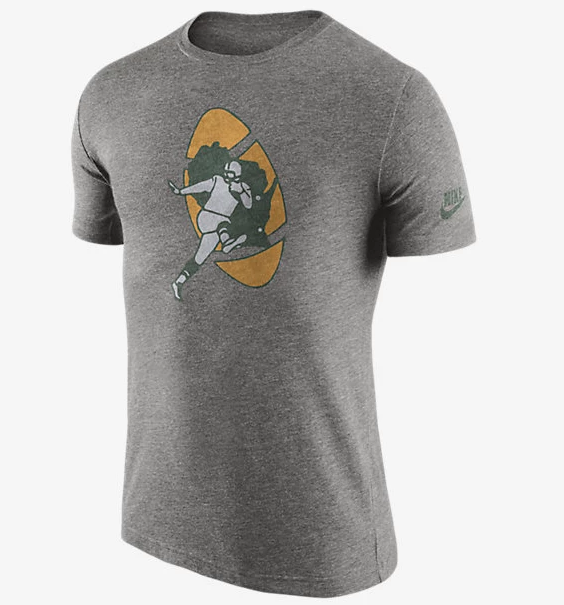 Green Bay Packers Mens Historic Logo Gray T-Shirt By Nike product image 1, provided for visual reference and product detail