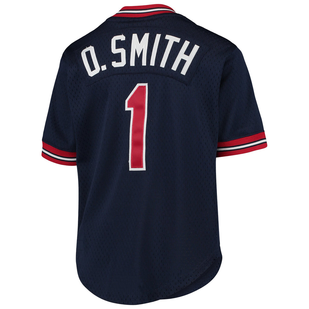 Mitchell & Ness Ozzie Smith St. Louis Cardinals 1994 Navy Batting Practice Cooperstown Jersey for Men product image 3,