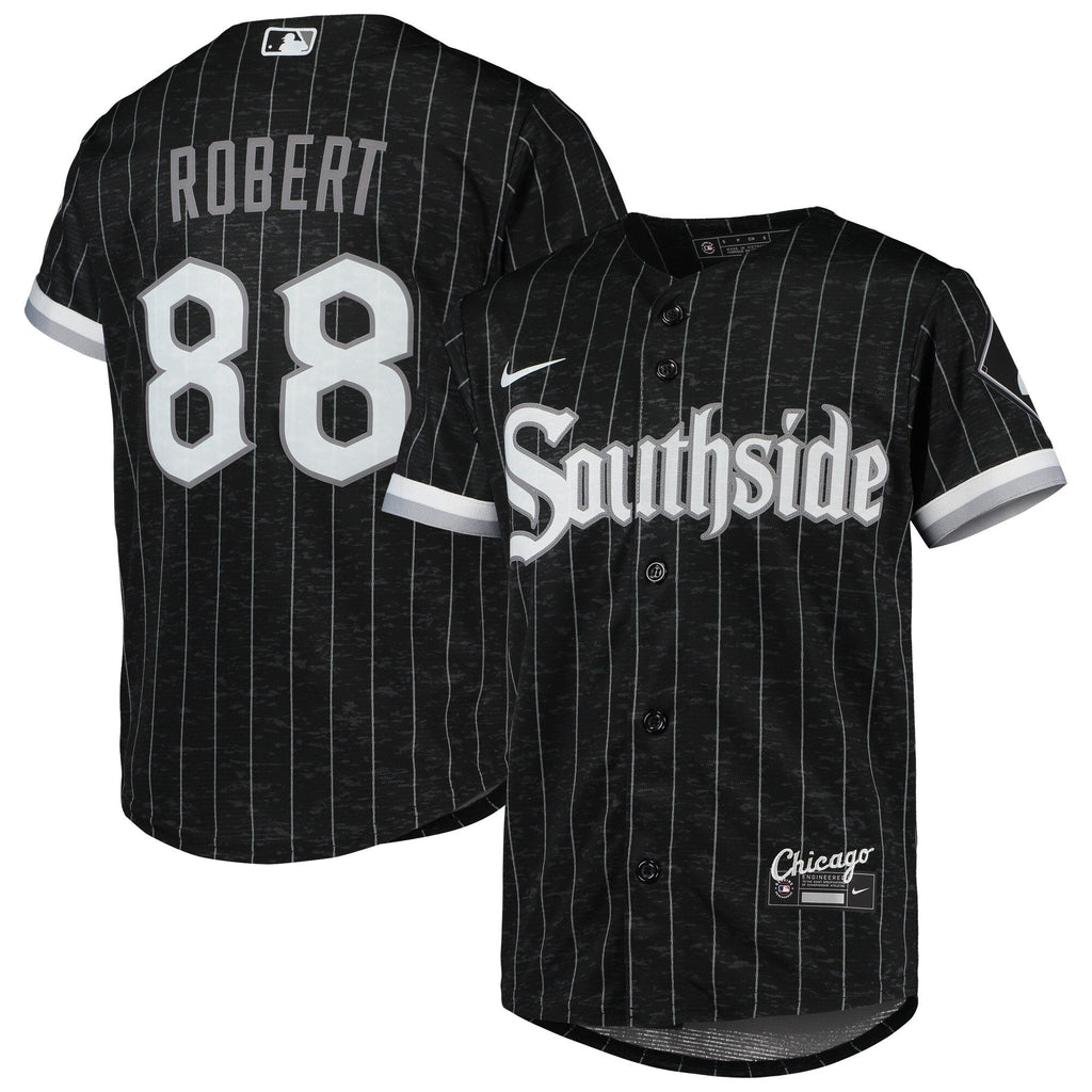 Youth Chicago White Sox Luis Robert Nike Black/Anthracite City Connect Replica Player Jersey product image 1, provided for