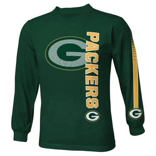 Outerstuff Green Bay Packers Youth NFL Mirage Navy Long Sleeve T-Shirt product image 1, provided for visual reference and