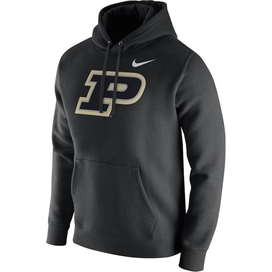 Purdue Boilermakers Nike Club Fleece Pullover Hoodie – Black product image 1, provided for visual reference and product