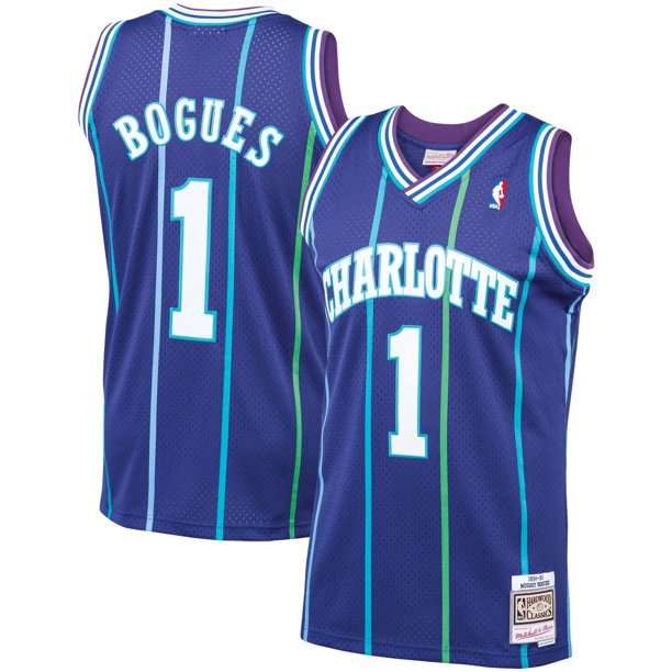 Youth Charlotte Hornets Muggsy Bogues Mitchell & Ness Purple 1994-95 Hardwood Classics Swingman Jersey product image 1,
