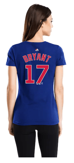 Majestic Chicago Cubs Kris Bryant Name & Number T-Shirt for Women product image 1, provided for visual reference and product