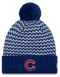 Chicago Cubs New Era Patterned Cuffed Knit Hat With Pom for Women product image 1, provided for visual reference and product