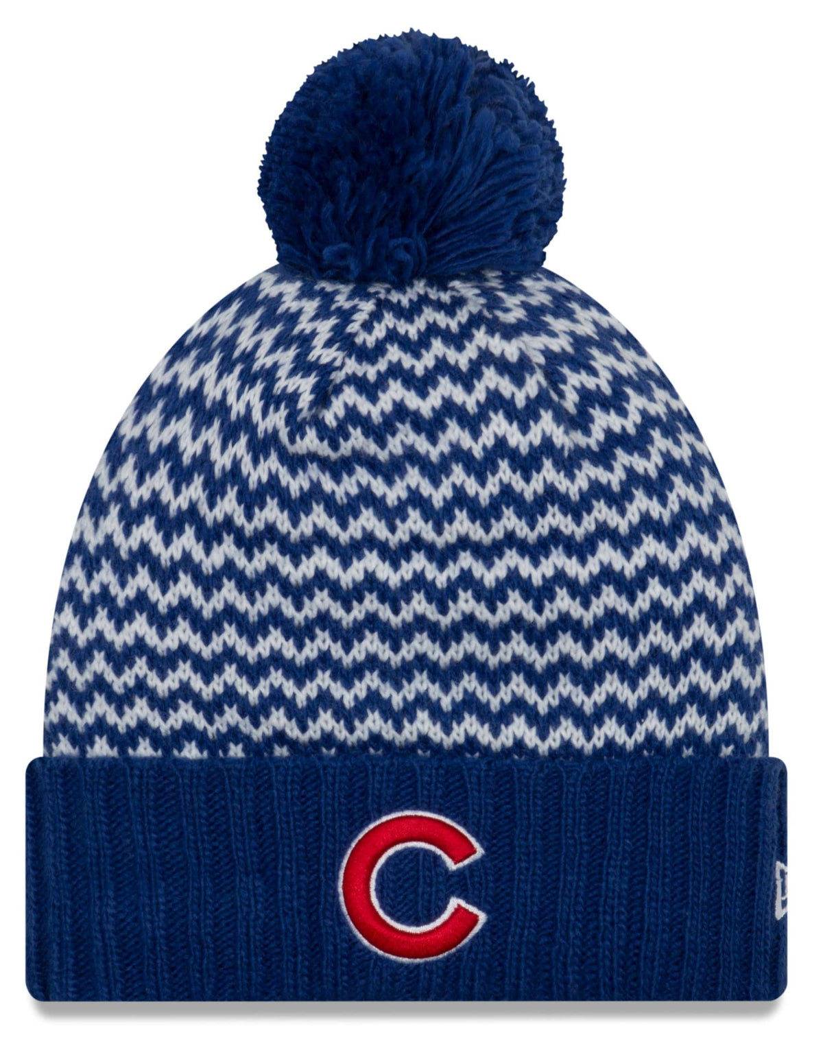 Chicago Cubs New Era Patterned Cuffed Knit Hat With Pom for Women product image 1, provided for visual reference and product