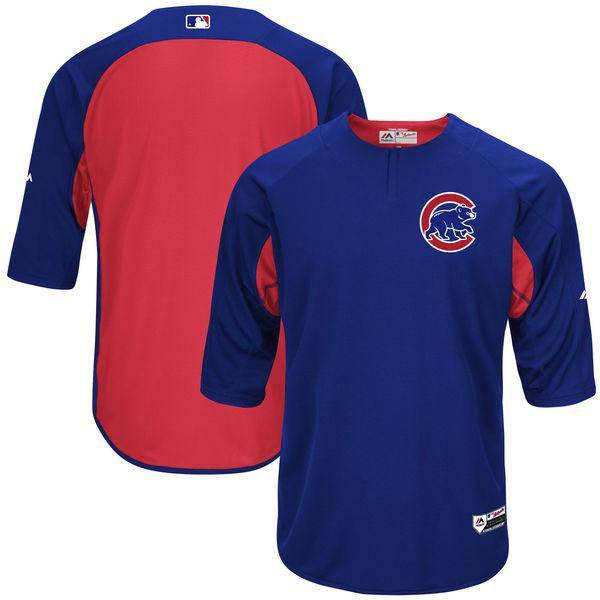 Chicago Cubs Majestic Royal/Red Authentic Collection On-Field 3/4-Sleeve Batting Practice Jersey for Men product image 1,