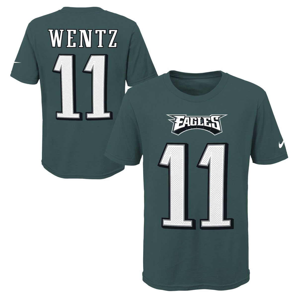 Youth Philadelphia Eagles Carson Wentz Nike Green Player Game Team Name & Number T-Shirt product image 1, provided for