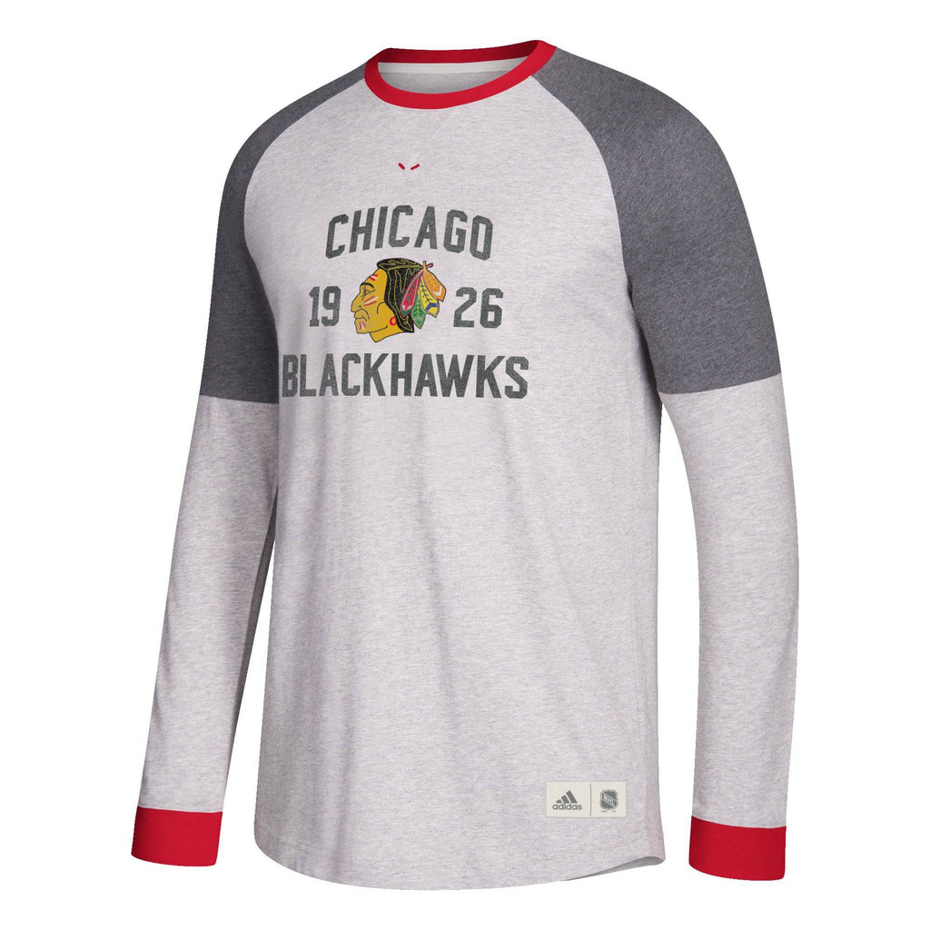 Mens Chicago Blackhawks 1961 Logo Long Sleeve Crew Neck T-Shirt By Adidas product image 1, provided for visual reference and