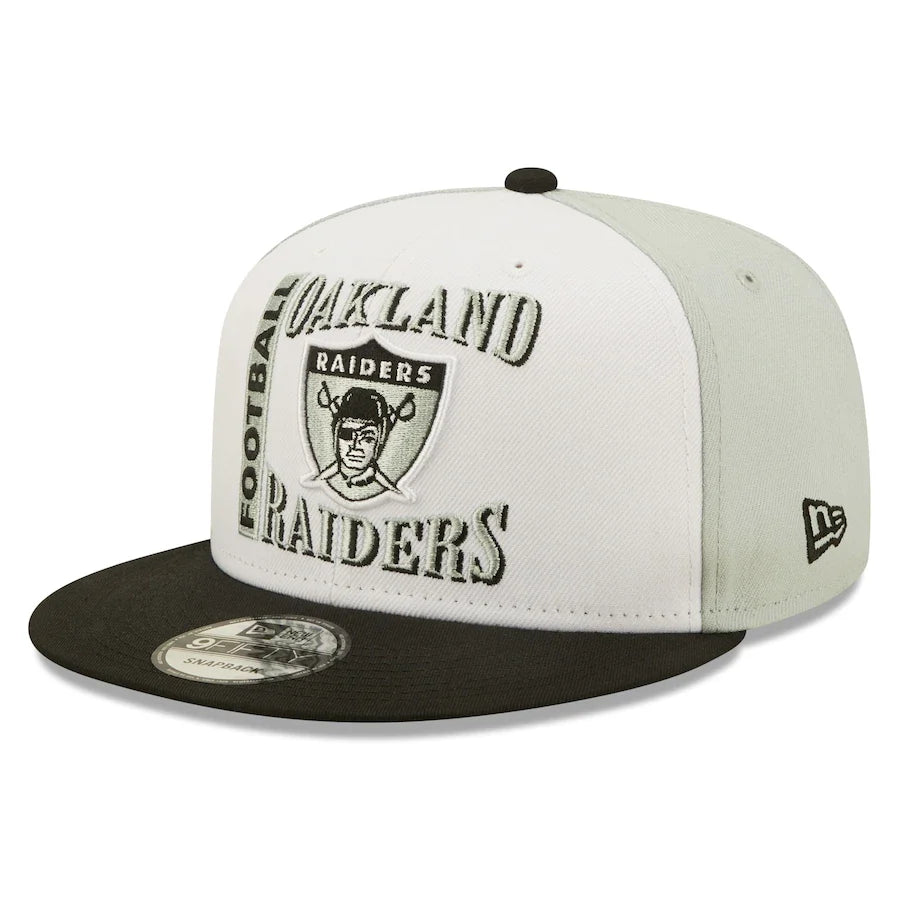 Oakland Raiders Historic Logo Retro Sport 3 Tone New Era 9FIFTY Snapback Hat product image 1, provided for visual reference
